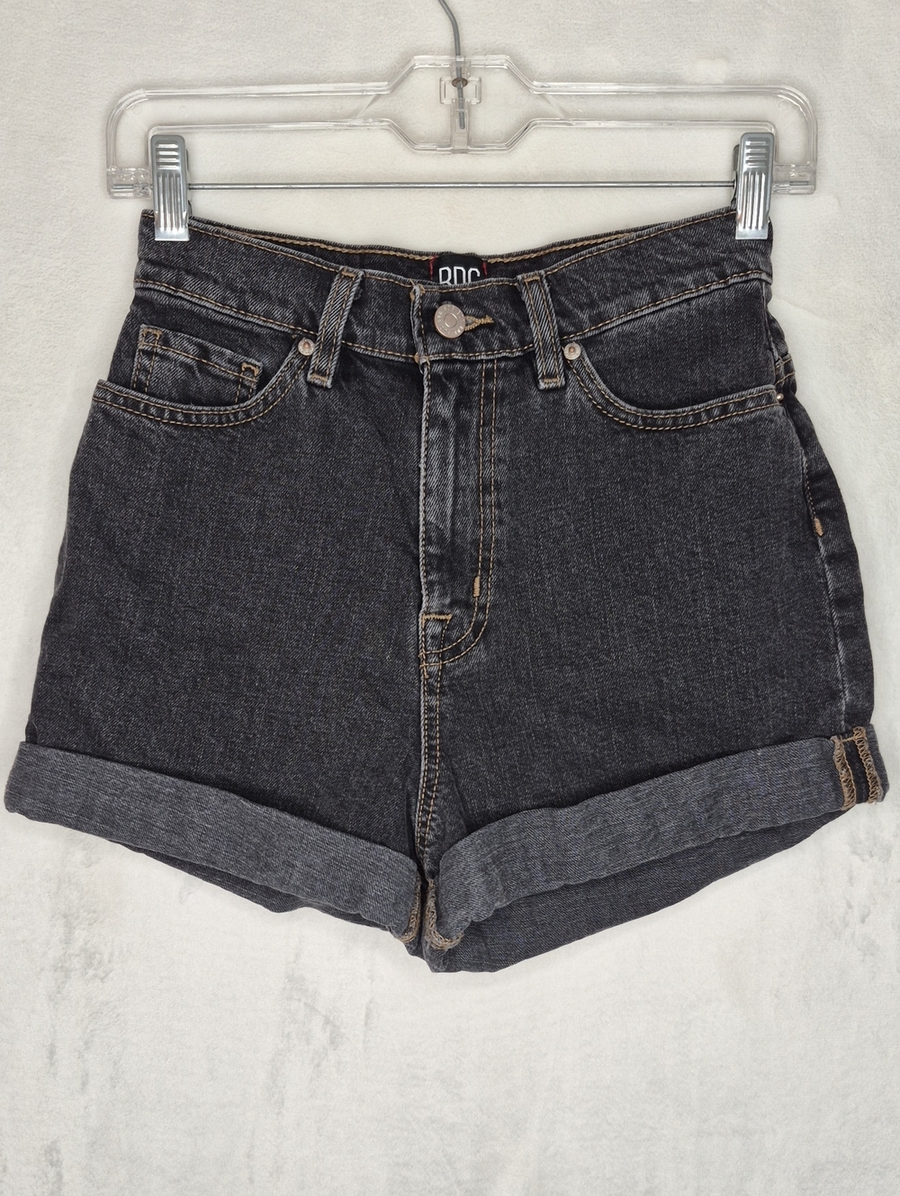 BDG Urban Outfitters High-Rise Rolled Hem Denim Shorts Black Size 26